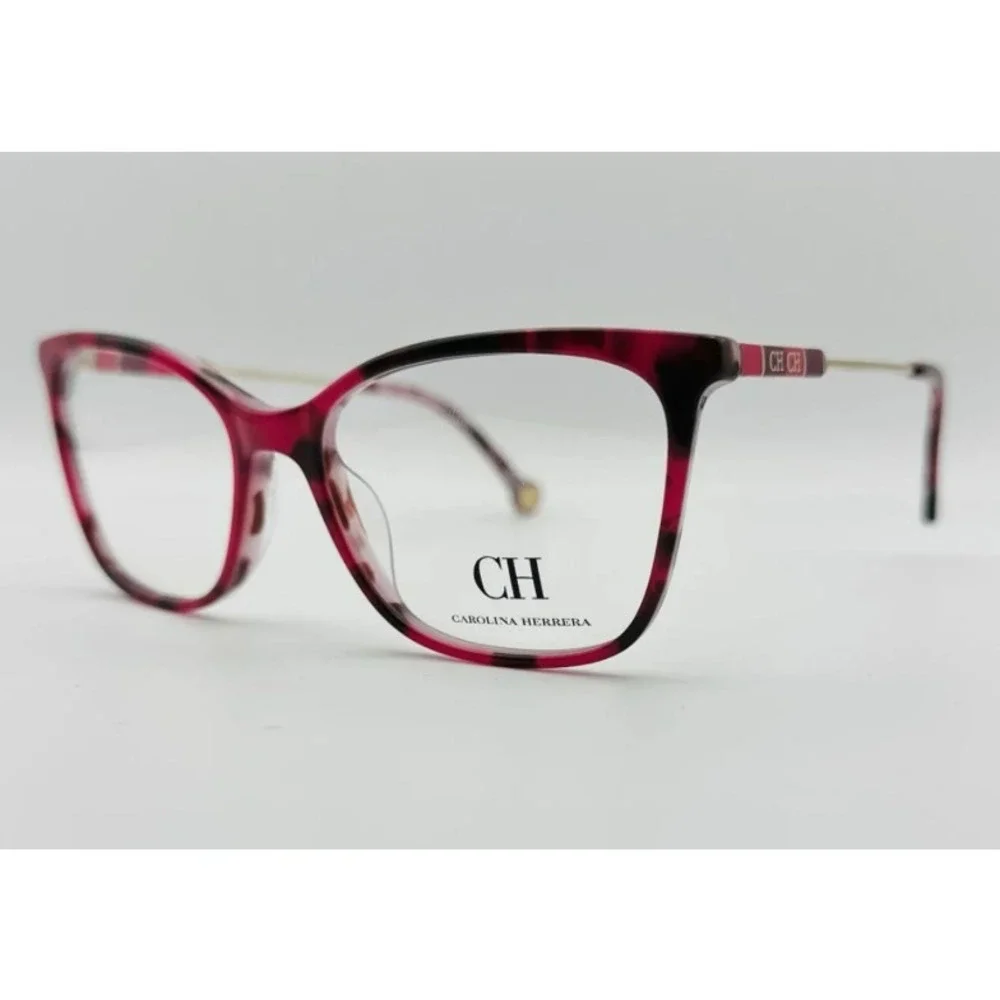 NWT Carolina Herrera VHE846K Black White Square 53mm Eyeglasses